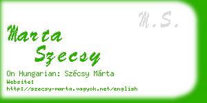 marta szecsy business card