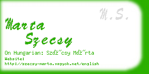 marta szecsy business card